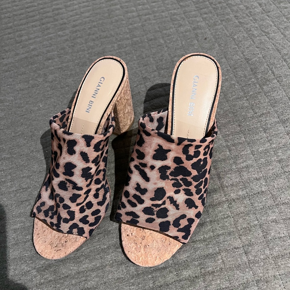 Gianni Bini Leopard Print Mules with Cork Heel